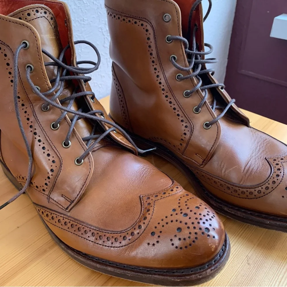 SOLD Men’s Allen Edmonds DALTON Leather Bourbon Wingtip Dress Boots Size 9.5 - Picture 5 of 14